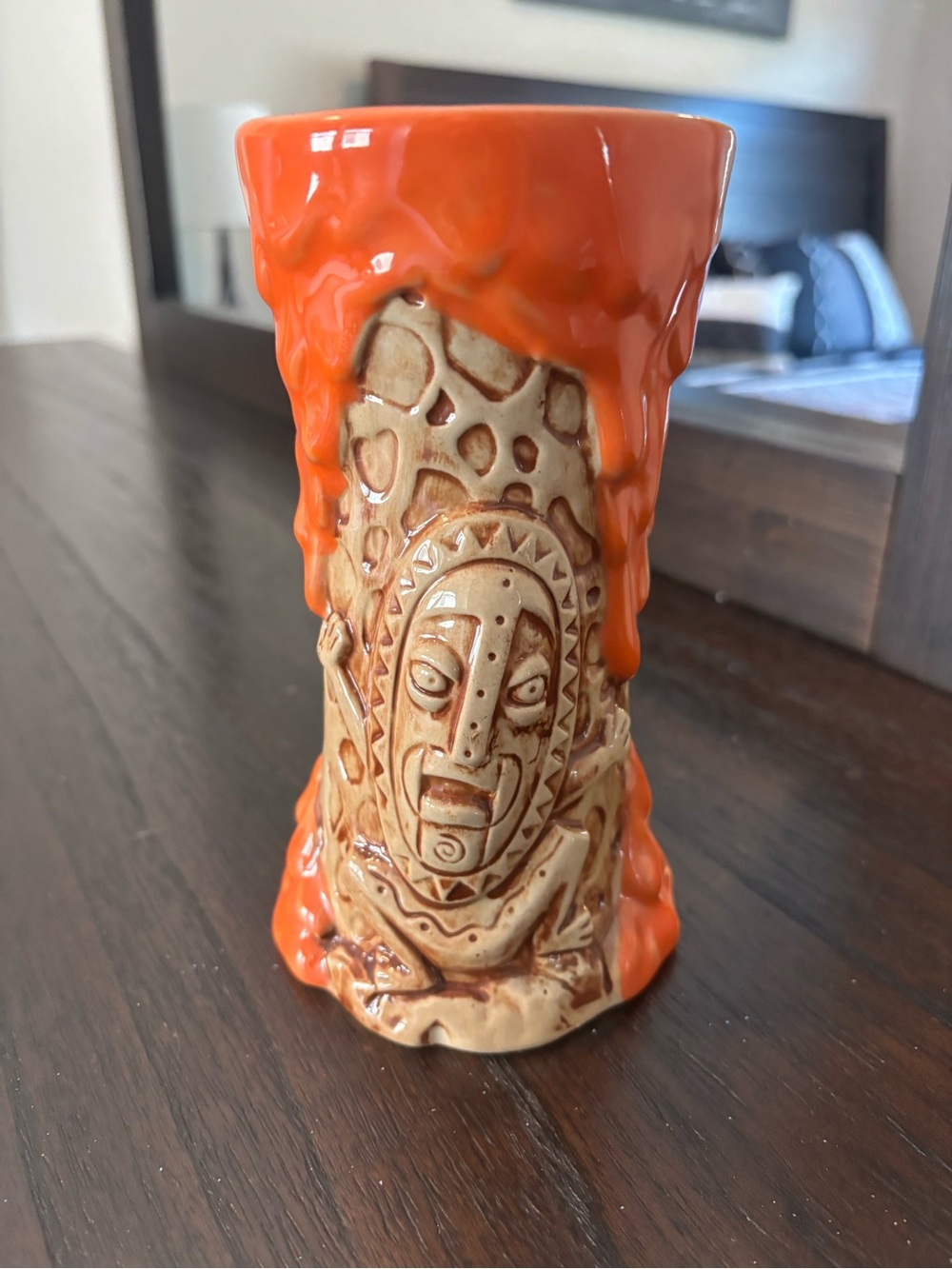 Trader Sams Krakatoa 2nd Edition Tiki Mug Glass Bar Orange Lava Disney